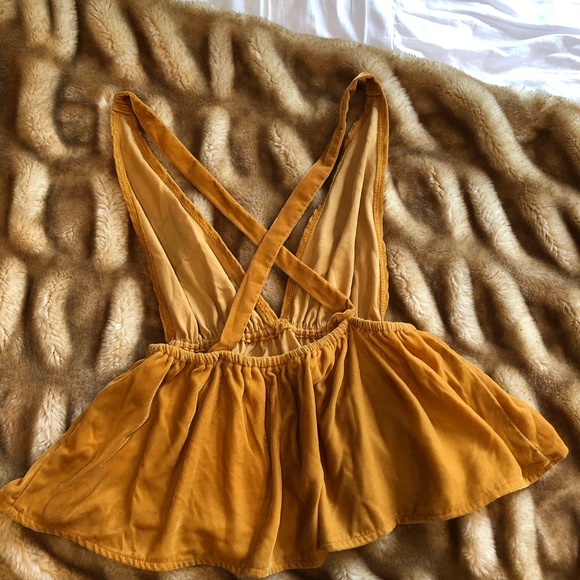 Urban Outfitters Yellow Velvet V Neck Top XS - Picture 6 of 8